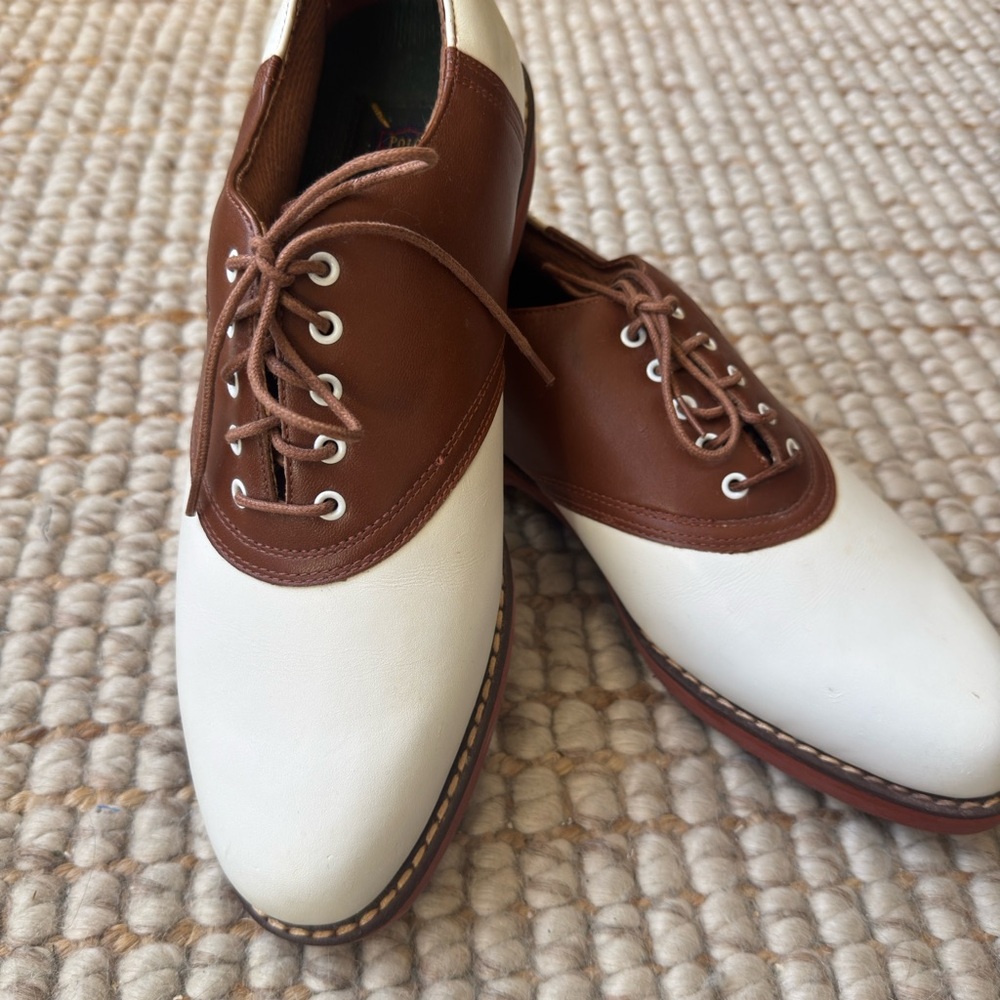 New Vintage Polo by Ralph Lauren Two-Tone Brown and White Men Golf Shoes